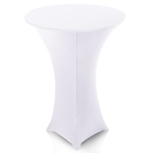 bolukets Stretch Stehtischhusse Ø70-75cm hochwertige dehnbarer Moderne Abnehmbarer Waschbarer Tisch-Überzug Husse für gängige Bistrotische/Stehtische Hotel Party Bankett,Weiß von bolukets