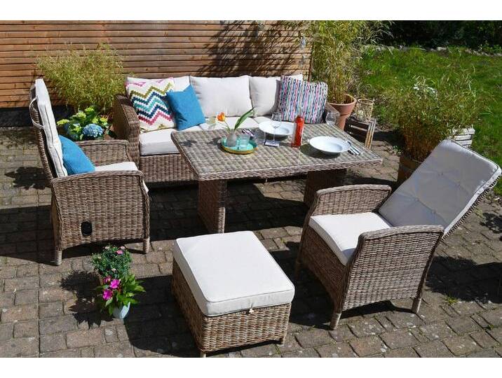 Polyrattan Garten Lounge Gotland - 3-Sitzer Sofa + 2 Sessel mit Liegefunktion + Tisch Ca.140cm x 75cm x 68 Polyrattan Garten Lounge Gotland - 3-Sitzer Sofa + 2 Sessel mit Liegefunktion + Tisch Ca.140cm x 75cm x 68 von bomey