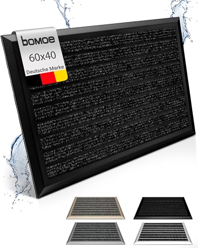 bomoe Fußmatte Außen 40x60 cm – rutschfest Rostfrei Fussabtreter Aussenbereich – Outdoor-Fußmatte Eingang Fußabstreifer Außen Gitter Fusmattenteppich Anthrazit – AluGant von bomoe