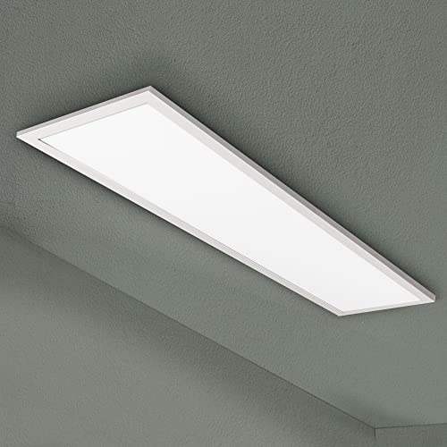 bomoe LED Panel Deckenleuchte 100x25 cm Ljus weiß – LED Leuchtpanel max. 36 Watt für Wohnzimmer, Esszimmer, Büro & Werkstatt - LED Deckenleuchte flach neutralweiß 4.000K von bomoe