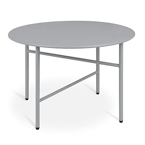 bomoe Runder Beistelltisch Metall Grau Ø 53 cm Tischplatte Kratzfest – Stabiler Wohnzimmer Couchtisch Leicht In- & Outdoor Gartentisch Balkon Tisch Terrasse – Nachttisch Bett Schlafzimmer Finn von bomoe