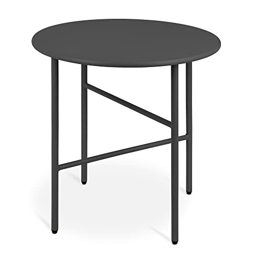 bomoe Runder Beistelltisch Metall Schwarz Ø 44 cm Tischplatte Kratzfest – Stabiler Wohnzimmer Couchtisch Leicht In- & Outdoor Gartentisch Balkon Tisch Terrasse – Nachttisch Bett Schlafzimmer Finn von bomoe