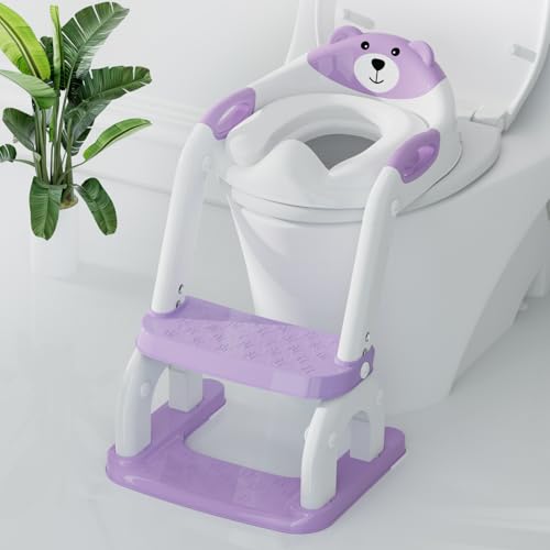 Töpfchentrainingssitz mit Tritthocker, Kleinkind-Töpfchentraining-Toilettensitz mit rutschfestem Trittspritzschutz, Sicherheitsgriffen und wasserdichtem Kissen, 2 in 1 Kleinkind-Töpfchensitz Töpfchentrainingssitz mit Tritthocker, Kleinkind-Töpfchentraining-Toilettensitz mit rutschfestem Trittspritzschutz, Sicherheitsgriffen und wasserdichtem Kissen, 2 in 1 Kleinkind-Töpfchensitz von bonbay