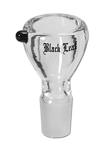 Black Leaf Bong-Zubehör: Wasserpfeifen-Kopf, Glas-Kopf, Steckkopf | NS 19 (18,8mm) | Glas, klar | großes, dickwandiges Köpfchen mit schwarzem Roll-Stopp | von bong-discount von bong- discount.de