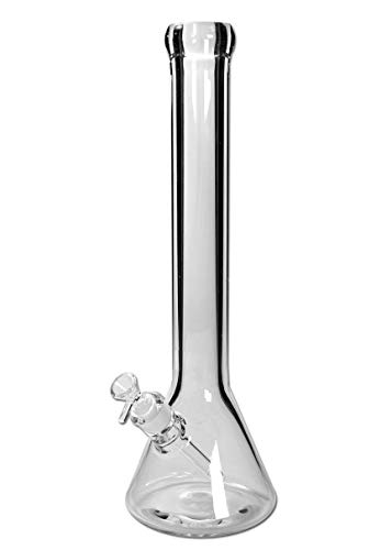 Black Leaf Wasserpfeife, Erlenmeyer-Kolbenbong, Zylinder-Bong | 50 cm, NS 19 (18,8mm), NS 14 (14,5mm) | klar | 9 mm dickes Glas | von bong-discount von bong- discount.de