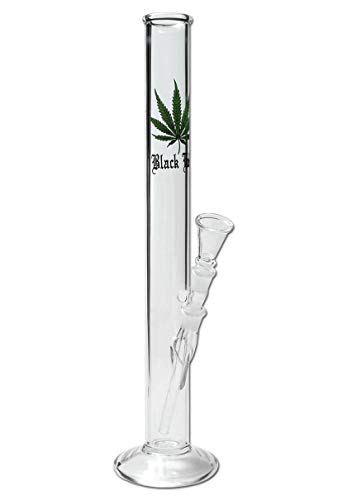 Black Leaf Wasserpfeife, Glas-Bong, Zylinder-Bong | 50 cm, NS 14 (14,5mm) | klar | Glas | Leaf | von bong-discount von bong- discount.de