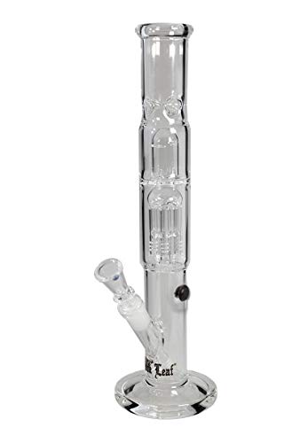 Black Leaf Wasserpfeife, PERCOLATOR-Bong, EIS-Bong | 38 cm, NS 19 (18,8mm), NS 14 (14,5mm) | klar | 5 mm dickes, robustes BOROSILIKATGLAS | Baum-Perkolator | von bong-discount von bong- discount.de