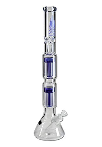 Flaming Skull Wasserpfeife, PERCOLATOR-Bong, EIS-Bong | 57 cm, NS 19 (18,8mm), NS 14 (14,5mm) | blau | 7 mm dickes, robustes BOROSILIKATGLAS | Flaming Skull | von bong-discount von bong- discount.de