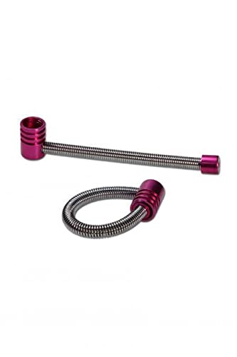 Twister Handpfeife, Schraubpfeife, METALL-Pfeife zerlegbar | 95 mm | EDELSTAHL, Aluminium, rosa/pink | 'Twister' Spring Pipe S, mit Samtbeutel von bong- discount.de