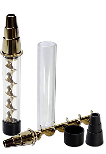 V12 PLUS Handpfeife, Twisty' Blunt mit: verlängertem Rauchweg, Portionskammern', mit Adapter für Bong | 100 x 17 mm, NS 19 (18,8 mm) / NS 14 (14,5 mm) | QUARZ-Glas | von bong-discount von bong- discount.de