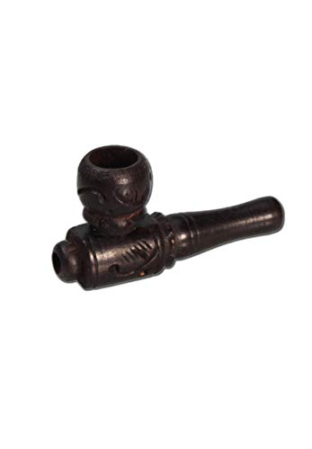 bong-discount Handpfeife, Pur-Pfeife, Schraubpfeife, HOLZ-Pfeife zerlegbar | 53 mm | SHISHAM-Holz, braun | geschnitzt, One-Hitter Köpfchen abschraubbar von bong- discount.de