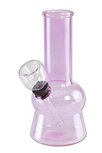 bong-discount Wasserpfeife, Glas-Bong, Glasblubber | 13 cm | rosa/pink | robustes BOROSILIKATGLAS | Mini Clear Colours von bong- discount.de