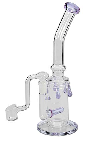 bong-discount Wasserpfeife, ÖL-Bong, OiL-Rig zum Verdampfen von Öl und Essenzen, DIFFUSOR-Bong | 27 cm, NS 14 (14,5mm) | violett | BOROSILIKATGLAS, Aluminium, Kunststoff | Glass Drops von bong- discount.de