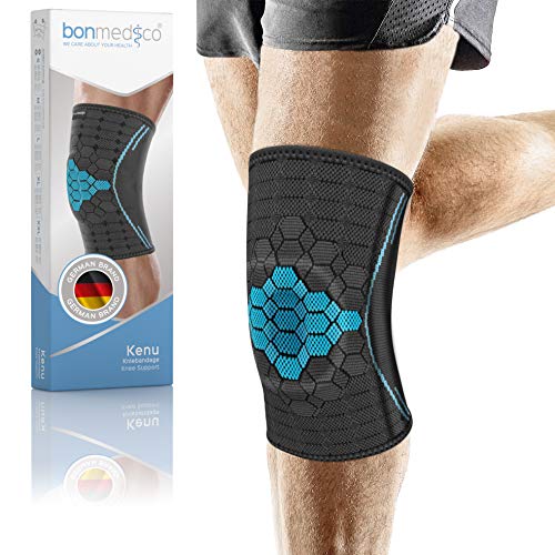 bonmedico Orthopädische Meniskus Kniebandage für Damen u. Herren - Bandage für Knie Links/Rechts - Kraftsport, Fitness, Sport, Arthrose, Alltag - Wellness Geschenke für Männer und Frauen (Schwarz, M) von bonmedico