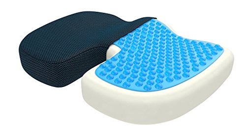 bonmedico Sitzkissen orthopädisch - Memory Foam Gel Steißbeinkissen - Ergonomisches Sitzkissen für Auto & Bürostuhl, Rollstuhlkissen - Wellness Blau Netz (Standard) von bonmedico