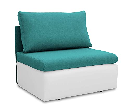 bonni Toledo Lehnsessel, Sessel mit Schlaffunktion, Schlafsofa, Klappsofa, Schlafcouch, Bettsofa, vom Hersteller, Couch, Couchgarnitur, Sofagarnitur, Ideal für kleine Wohnungen (Türkis/Weiß) von bonni