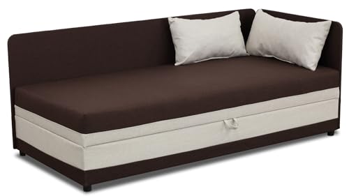 Einzelbett mit Behälter Hirek Eko 80x180 Braun/Ecru von bonni