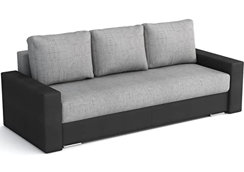 bonni Schlafsofa KLASS, Sofa mit Bettkasten und Schlaffunktionn, Klappsofa, Schlafcouch, Bettsofa, Couch vom Hersteller,Couch, Couchgarnitur, Sofagarnitur (Schwarz/Silber) von bonni