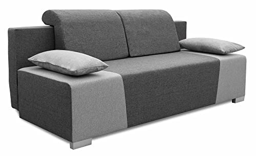 bonni Ausklappbares Sofa mit Schlaffunktion und Bettzeugbehälter Kordoba. Zwei Farben. Universeller Stil. Einfaches Ausklappen, Bonellfedern in der Matratze! (Graphit/Grau) von bonni