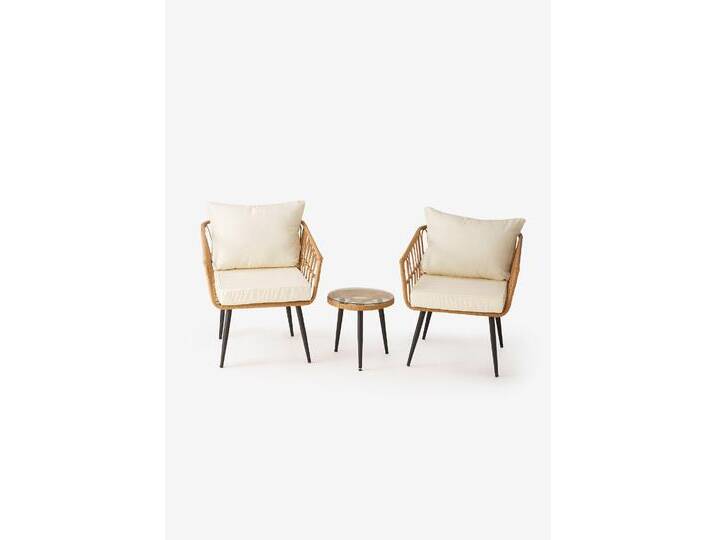bonprix Gartenmöbel Set (3-tlg. Set), Balkon oder Terrasse: Dieses Rattan Set passt überall hin, beige von bonprix