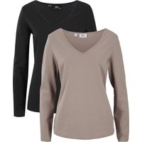 bonprix Langarmshirt "Figurbetontes Langarmshirt (2er Pack)" Packung, 2, 2 Stk. Figurbetontes Langarmshirt (2er Pack) von bonprix
