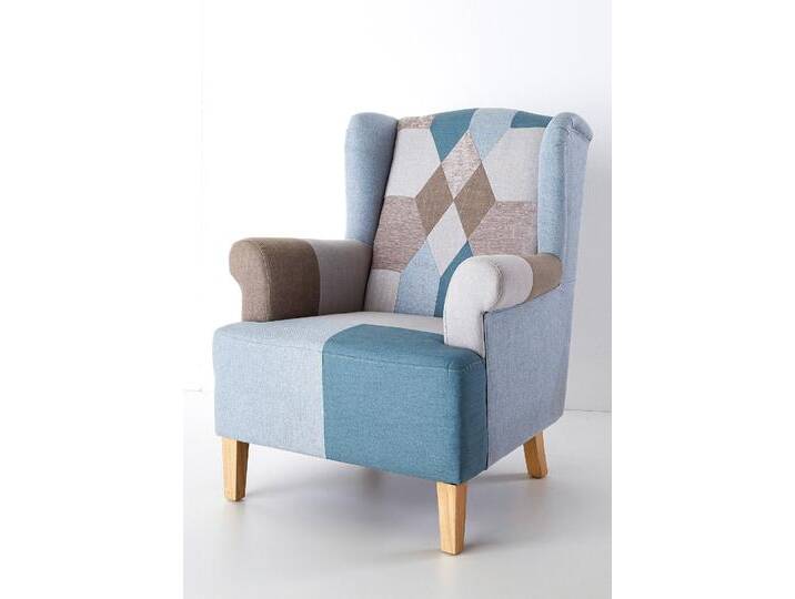 bonprix Ohrensessel, 96x73x86 cm, Sessel im Patchworkstyle, blau von bonprix