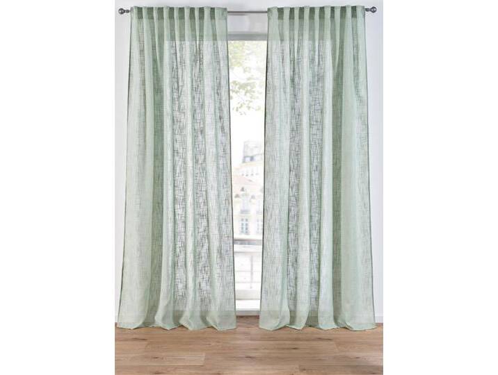 bonprix Vorhänge mit Struktur (2er Pack), 145x135 cm, Schlichte Vorhänge in schöner Leinen-Struktur im 2er Pack, grün von bonprix
