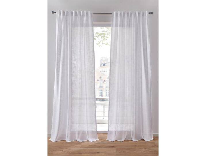 bonprix Vorhänge mit Struktur (2er Pack), 245x135 cm, Schlichte Vorhänge in schöner Leinen-Struktur im 2er Pack, weiß von bonprix