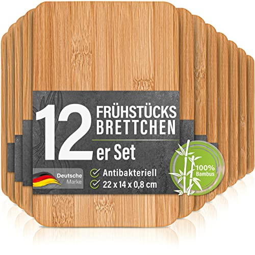 12er-Set Frühstücksbrettchen aus Bambus Holz - 22x14x0,8cm Holzbrettchen Set Brettchen Frühstücksbrett Holzbrett 12er-Set Frühstücksbrettchen aus Bambus Holz - 22x14x0,8cm Holzbrettchen Set Brettchen Frühstücksbrett Holzbrett von bonsport