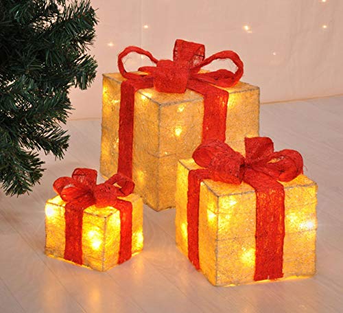 3er-Set LED Deko Geschenke Geschenkboxen - Weihnachten Dekoration Geschenk beleuchtet, rot 3er-Set LED Deko Geschenke Geschenkboxen - Weihnachten Dekoration Geschenk beleuchtet, rot von bonsport