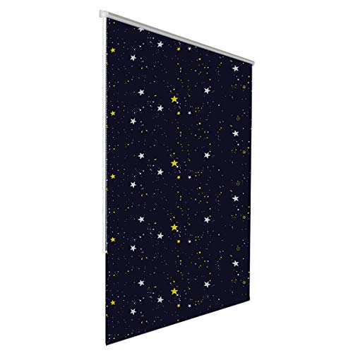 Klemmfix Verdunkelungsrollo für innen ohne Bohren :: Rollos für Fenster, blickdicht und lichtundurchlässig 105x150 cm Sterne von bonsport
