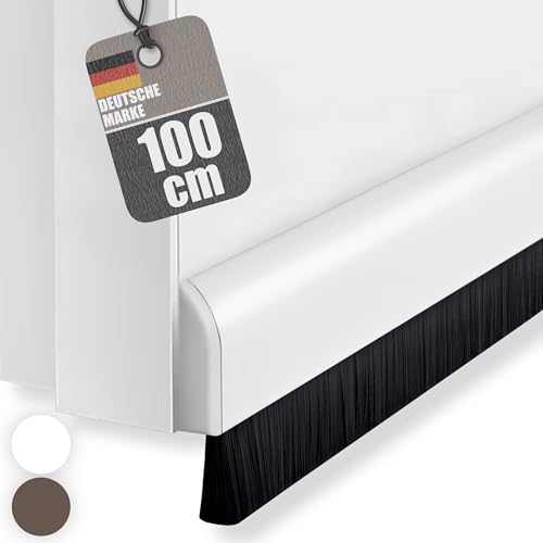 Türleiste mit Bürste selbstklebend 100 cm, weiß - Türbodendichtung, Zugluftstopper von bonsport