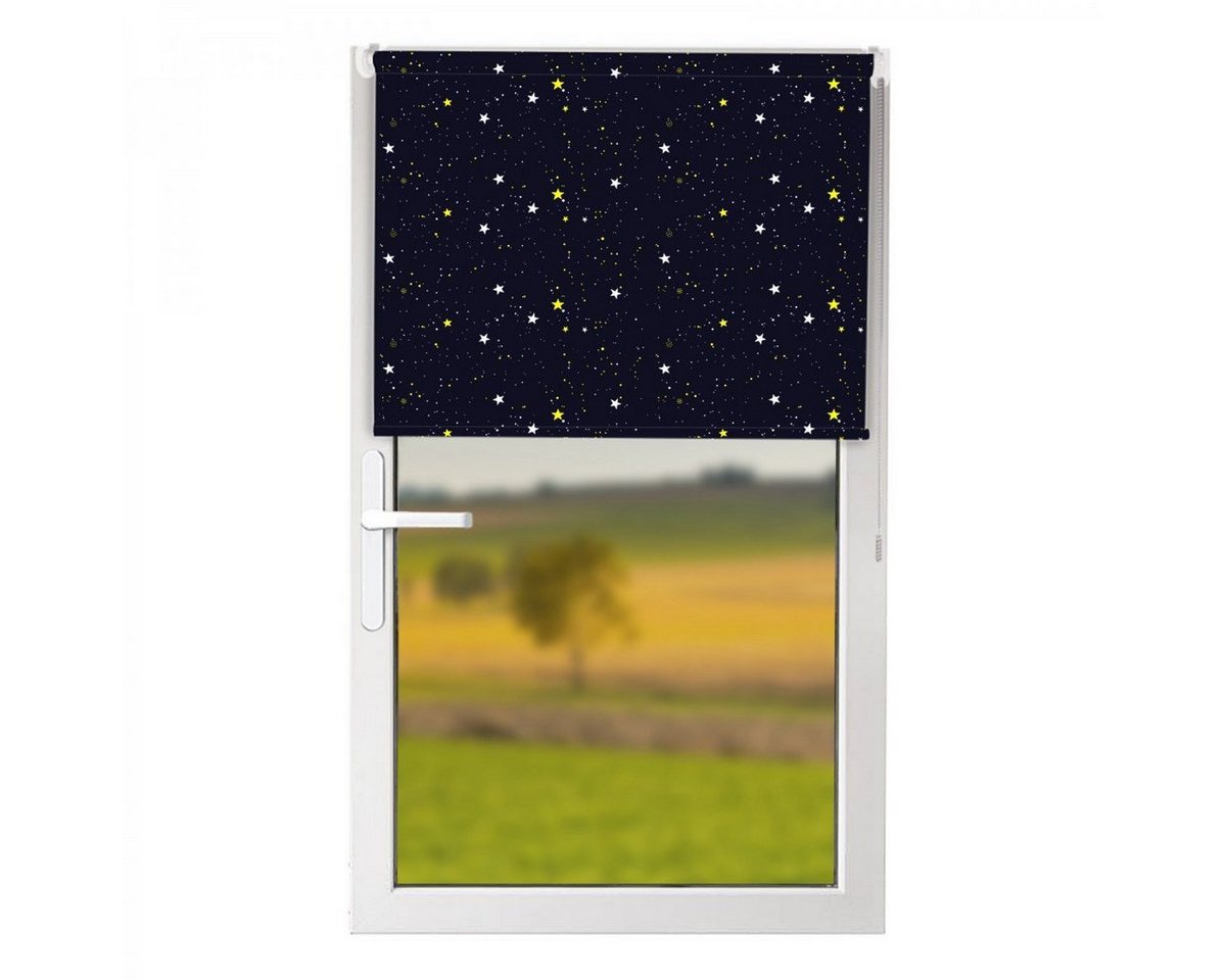 Verdunklungsrollo Klemmfix-Verdunkelungsrollo für Fenster, bonsport, 100 x 150 cm, Blau mit Sternen von bonsport