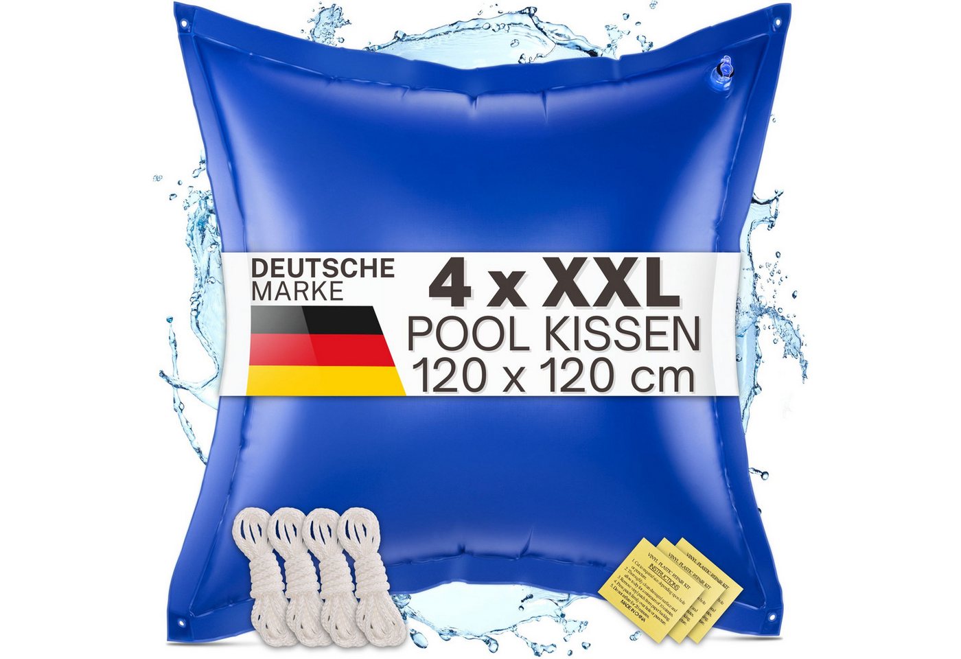 bonsport Pool-Abdeckplane Pool Kissen 118x118 cm, blau (4-St., 4x Poolkissen) von bonsport