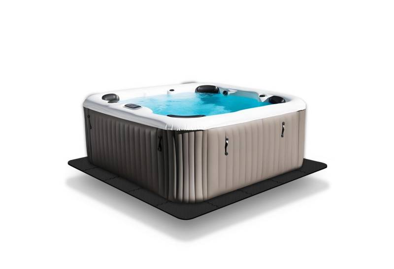 bonsport Pool-Bodenschutzfliese Whirlpool Matten Set 240 cm Quadrat mit abgerundeten Ecken, schwarz von bonsport
