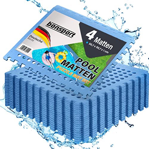 bonsport Pool Unterlegmatte Poolmatte 4 Stück - Bodenschutz Matte für den Pool/Planschbecken - Bodenfolie Bodenmatte Poolunterlage Bodenschutz blau von bonsport