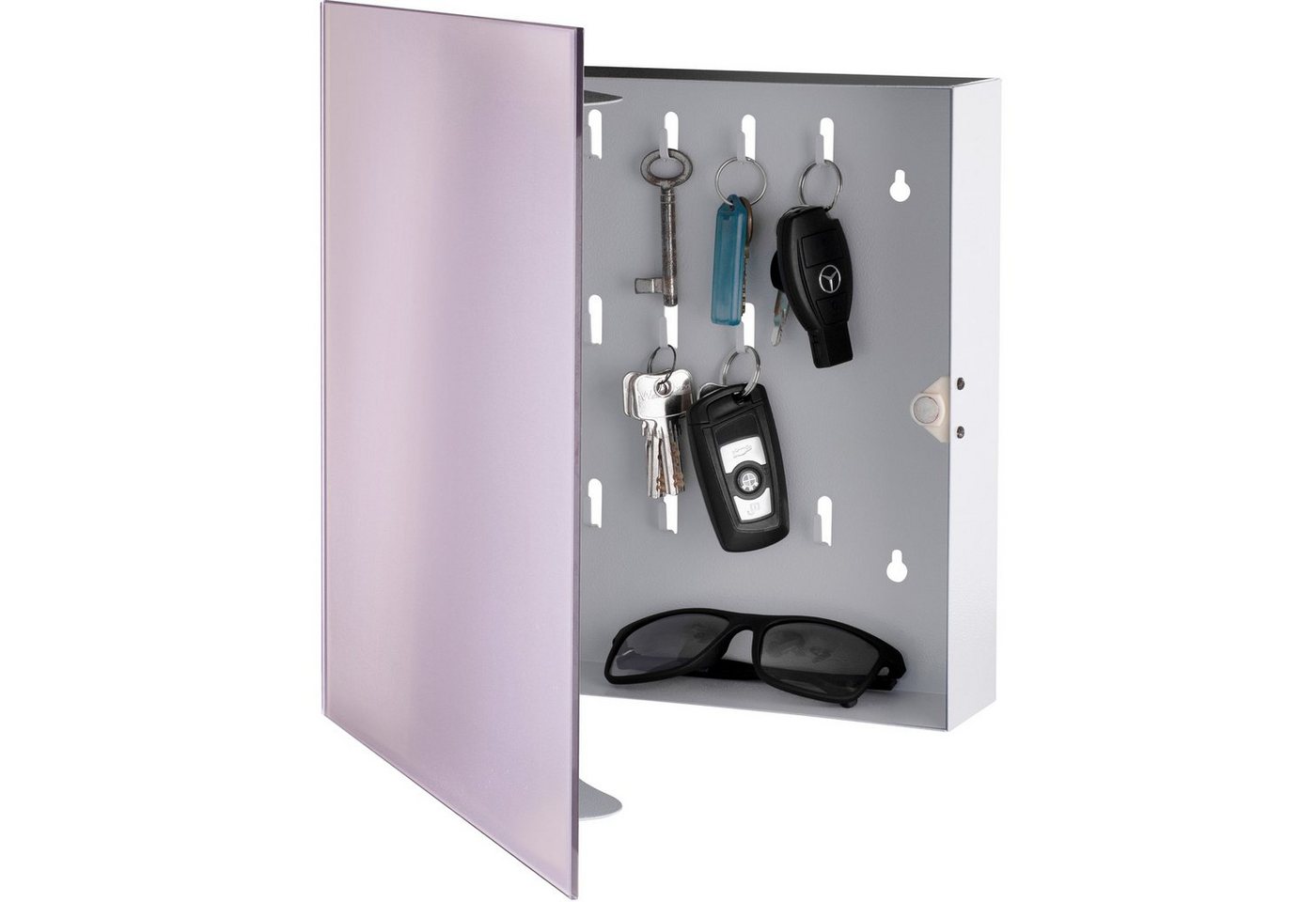 bonsport Schlüsselkasten Schlüsselkasten mit Glasmagnettafel, 33 x 33 x 6,8 cm inkl. 6 Magneten von bonsport