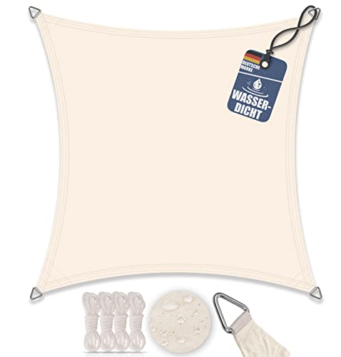 bonsport Sonnensegel Quadrat wasserdicht 2x2 m Creme - Sonnenschutz quadratisch mit UV-Schutz für Garten, Balkon Terrasse, Camping von bonsport