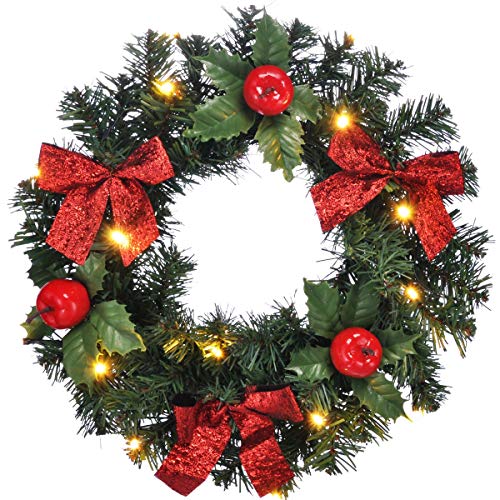 bonsport Weihnachtskranz für Tür beleuchtet - Türkranz mit LED Beleuchtung - Tannenkranz Türdeko Weihnachten 28 cm bonsport Weihnachtskranz für Tür beleuchtet - Türkranz mit LED Beleuchtung - Tannenkranz Türdeko Weihnachten 28 cm von bonsport