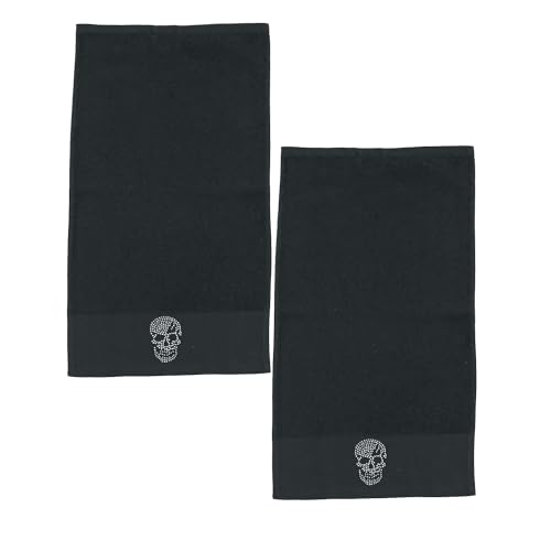 2er Set Gästehandtücher mit Strassstein Applikation - Done Black Line Stone Krone Totenkopf Stern Mr Mrs - Doppelpack Modell Totenkopf Skull schwarz 2er Set Gästehandtücher mit Strassstein Applikation - Done Black Line Stone Krone Totenkopf Stern Mr Mrs - Doppelpack Modell Totenkopf Skull schwarz von Bonvionn