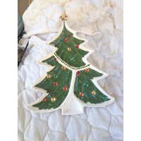 Große Christbaumplättchen/Geteilte Servierplatte Signiert Von Künstler Jack Pott Keramik San Diego 1974 von bonzaisantiquities