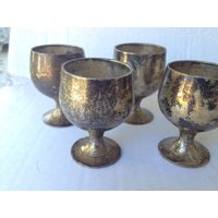 Versilbert Miniatur Kelchen/Appertif/Cordials - Set Von 4 von bonzaisantiquities