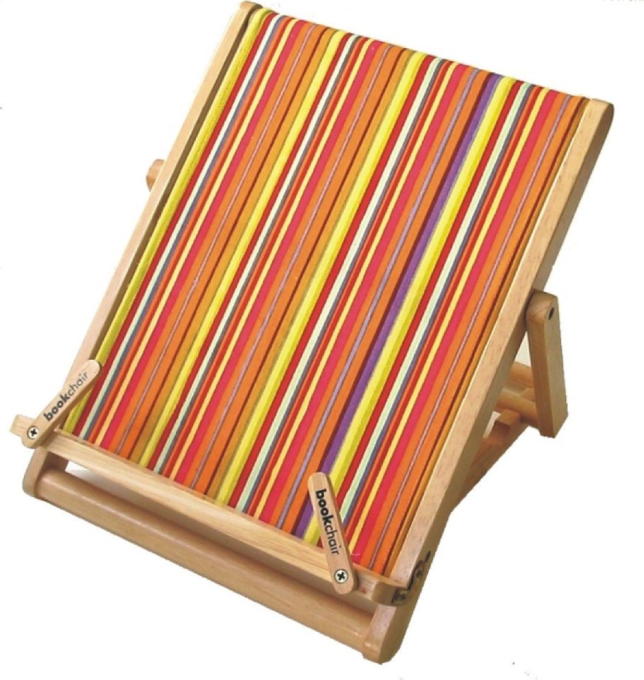 bookchair Vertrieb Buchstütze, Standard bunt gestreift, Buchständer aus Holz von bookchair Vertrieb