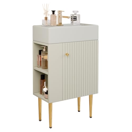 boorbin Badezimmermöbel Waschbecken mit Waschtischunterschrank 55 cm, Waschtischunterschrank, Kleine Gästebadmöbel (Weiß) von boorbin