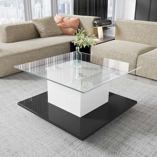 boorbin Couchtisch, Tisch aus Hochglanzglas, beweglicher Gehärtetem Glas mit Schwenkrädern, für Büro, Wohnzimmer, Möbel, Empfang boorbin Couchtisch, Tisch aus Hochglanzglas, beweglicher Gehärtetem Glas mit Schwenkrädern, für Büro, Wohnzimmer, Möbel, Empfang von boorbin