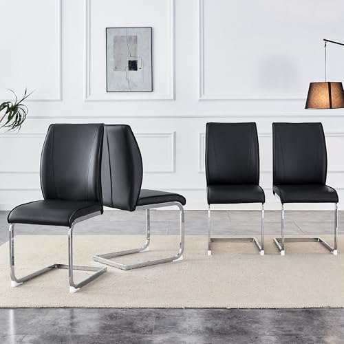 boorbin Esszimmerstühle mit grauem verrücktem Pferdeleder,2er-Set Wohnzimmerstuhl,Polsterstühle mit silbernen Metallbeinen,Elegantes europäischen Stil,für Küche, Esszimmer, Wohnzimmer (4, Dunkelgrau) von boorbin