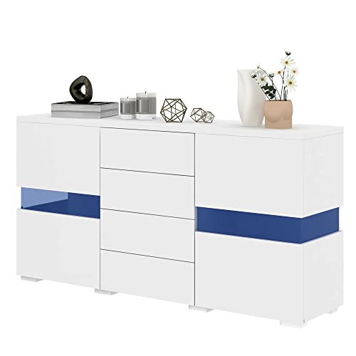 boorbin Hochglanz Weiß Sideboard Lagerung Schrank Schrank Einheit mit 16 Farben LED-Leuchten für Esszimmer Wohnzimmer boorbin Hochglanz Weiß Sideboard Lagerung Schrank Schrank Einheit mit 16 Farben LED-Leuchten für Esszimmer Wohnzimmer von boorbin