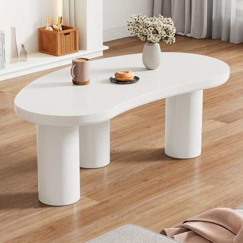boorbin Moderner, unregelmäßiger Halbmond-Couchtisch, MDF-Tischplatte und PVC-Beine, mit Filzunterlage,Unregelmäßiger Couchtisch von boorbin