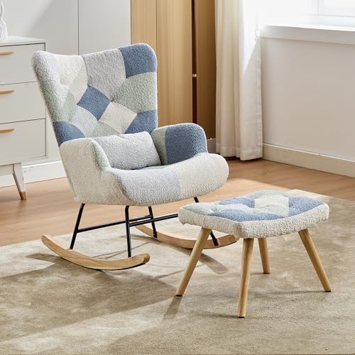 boorbin Schaukel-Relaxsessel mit Fußhocker, moderner Stoffsessel, gepolstertes Schlafsofa für Wohnzimmer, Schlafzimmer, Büro boorbin Schaukel-Relaxsessel mit Fußhocker, moderner Stoffsessel, gepolstertes Schlafsofa für Wohnzimmer, Schlafzimmer, Büro von boorbin