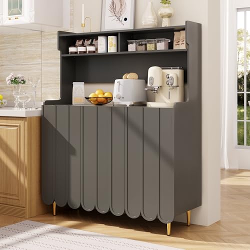 boorbin Sideboard (120 x 40 x 151 cm), Anrichte Küche, moderner und einfacher Stil, offenes Ablageregal-Design, das einen aufgeräumten Küchen- und Essbereich schafft (Grau) von boorbin
